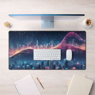 fireworks in the city desk mat