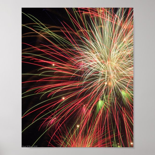 Fireworks in the Night Sky Poster (Front)