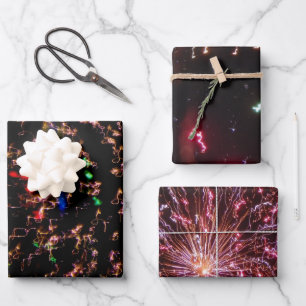Fireworks in the Sky with Light Trails  Wrapping Paper Sheet