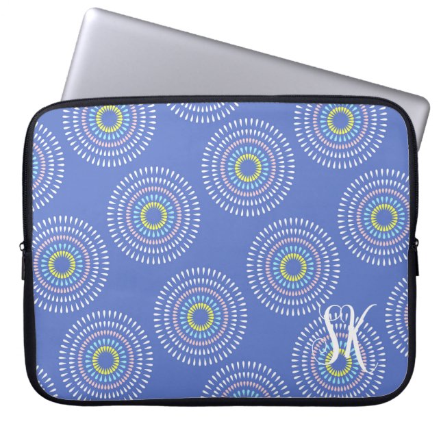 Fireworks Japanese Blue Laptop Sleeve (Front)
