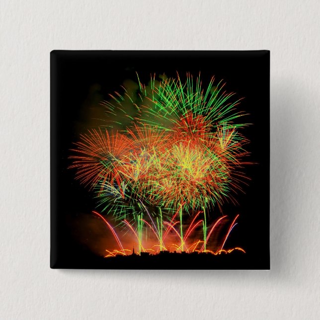 Fireworks Lighting up the Sky 15 Cm Square Badge (Front)
