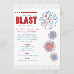 Fireworks Modern 4th of July Party Invitation