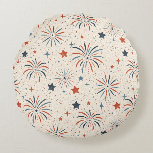 Fireworks n Stars Round Cushion