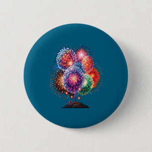 Fireworks New Year's Eve Party Long Sleeve  6 Cm Round Badge