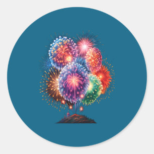 Fireworks New Year's Eve Party Long Sleeve  Classic Round Sticker