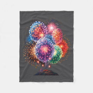 Fireworks New Year's Eve Party Long Sleeve Fleece Blanket