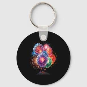 Fireworks New Year's Eve Party Long Sleeve Key Ring