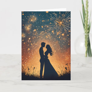 Fireworks Night Couple Holiday Card