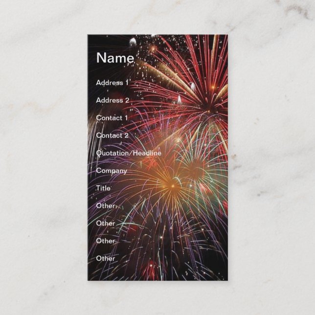 FIREWORKS Nighttime Colourful Explosions! Business Card (Front)