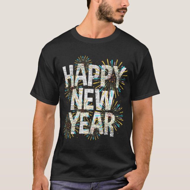 Fireworks NYE Party New Years Eve Confetti Happy T-Shirt (Front)