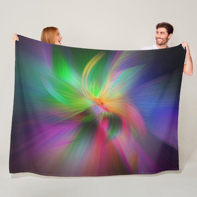 Fireworks of colours - fractal art fleece blanket (In Situ)