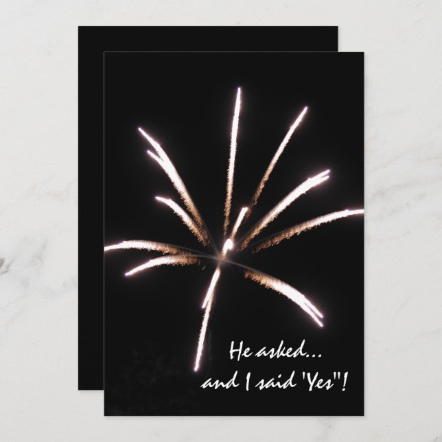 Fireworks on Black Summer Engagement Party Invitation (Front/Back)
