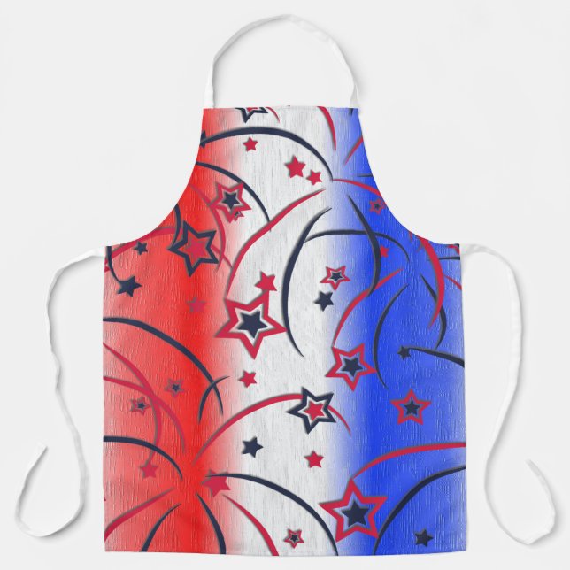 Fireworks on Red White Blue Apron (Front)