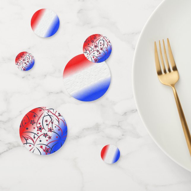 Fireworks on Red White Blue Confetti (Group)