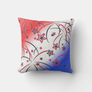 Fireworks on Red White Blue Cushion