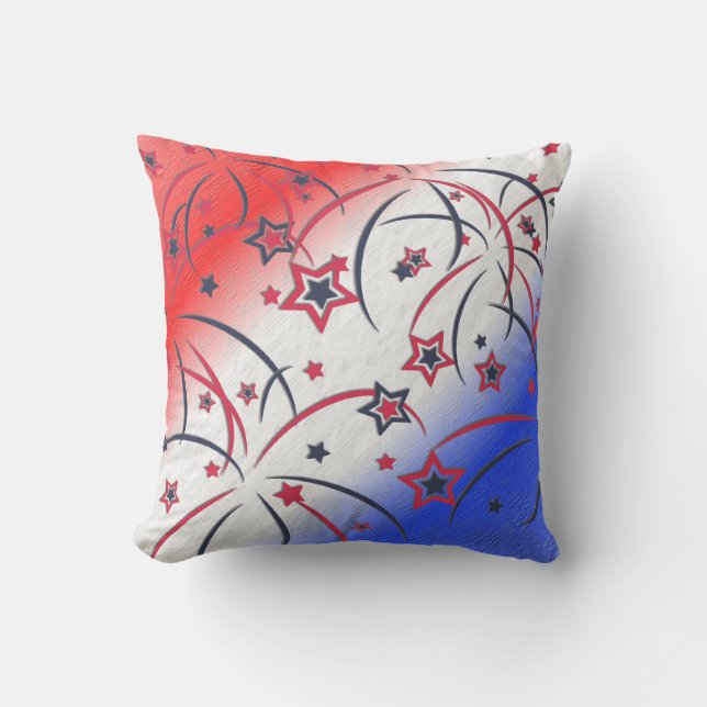 Fireworks on Red White Blue Cushion (Front)