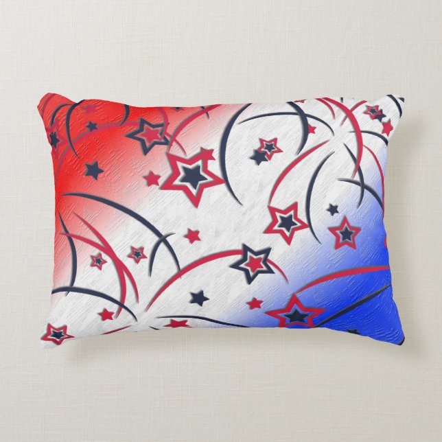 Fireworks on Red White Blue Decorative Cushion (Front)