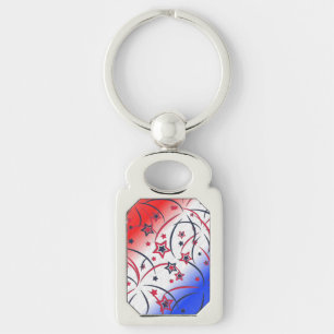 Fireworks on Red White Blue Key Ring