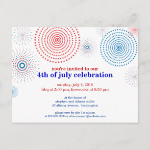 Fireworks On The Fourth Invitation Postcard