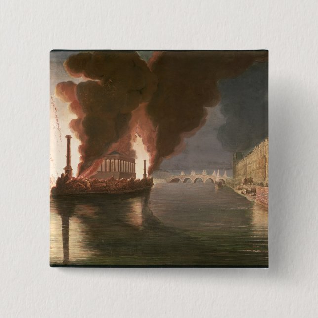 Fireworks on the Seine 15 Cm Square Badge (Front)