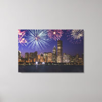 Fireworks over Chicago skyline