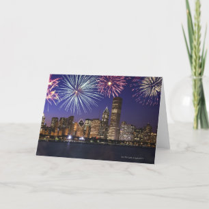 Fireworks over Chicago skyline Card