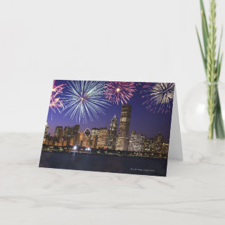 Fireworks over Chicago skyline Card