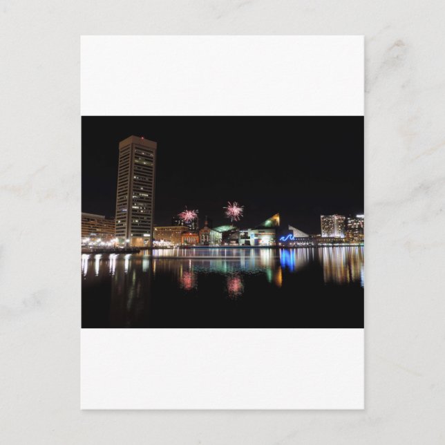 Fireworks over Downtown Baltimore Postcard (Front)