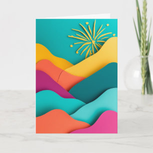Fireworks Over Mountain Peaks Card