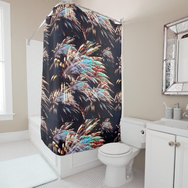 Fireworks over Mt. Olivet Shower Curtain (In Situ)
