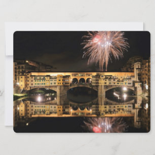Fireworks over Ponte Vecchio in Florence Italy
