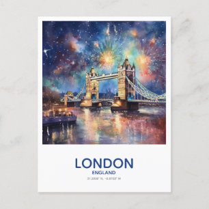 Fireworks Over Tower Bridge - London, England Postcard