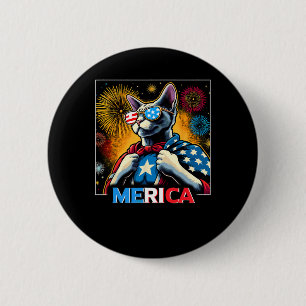 Fireworks Patriotic Devon Rex Cat Merica 6 Cm Round Badge