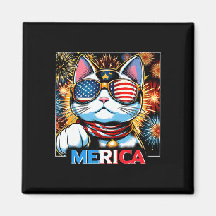 Fireworks Patriotic Maneki Neko Cat Merica  Magnet