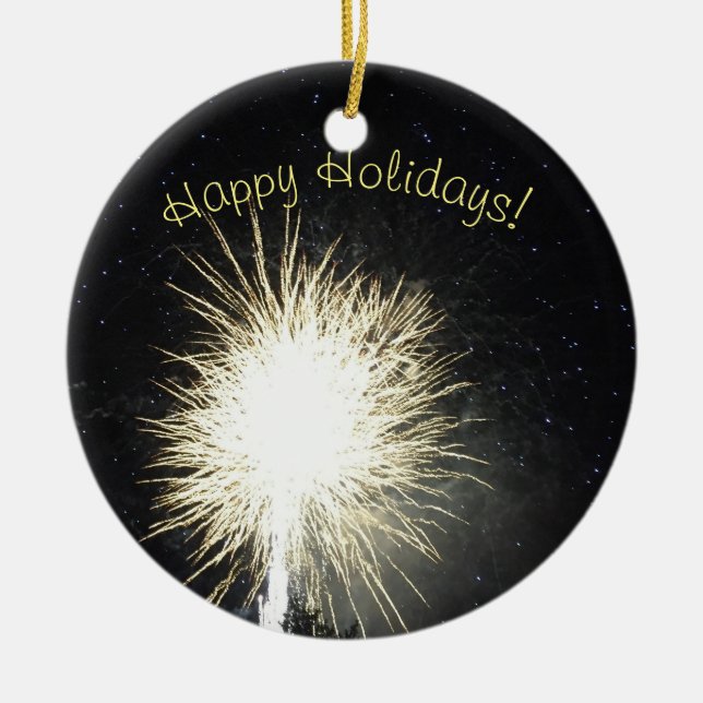 Fireworks Photo Ceramic Tree Decoration (Front)