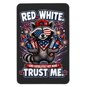Fireworks Racoon 4th of July Magnet