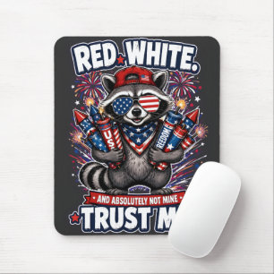 Fireworks Racoon 4th of July Mouse Pad