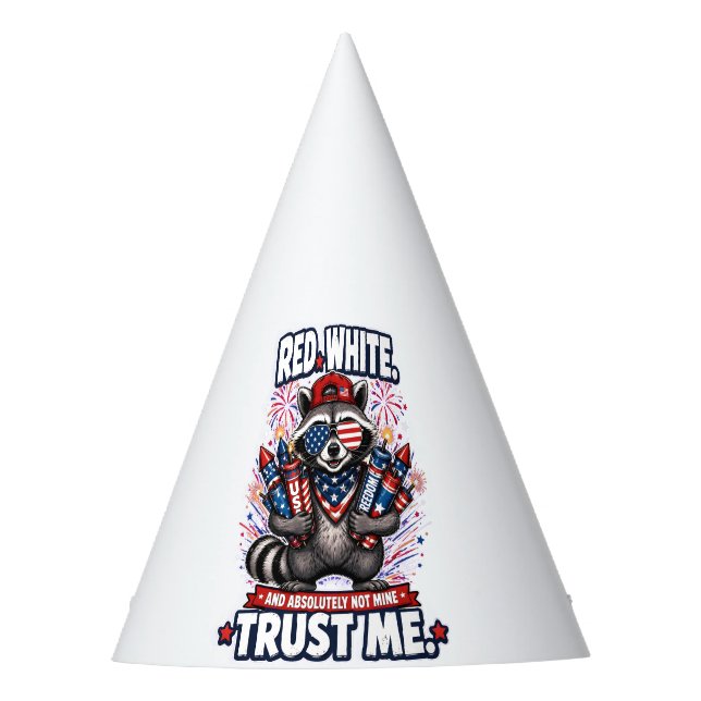 Fireworks Racoon 4th of July Party Hat (Front)
