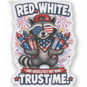 Fireworks Racoon 4th of July Sticker