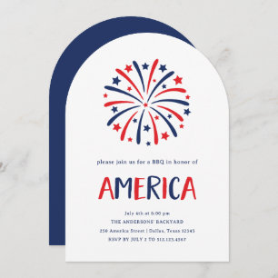 Fireworks   Red White and Blue 4th of July Party Invitation