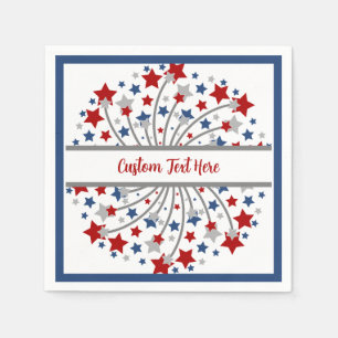 Fireworks Red White Blue Independence July Fourth  Napkin