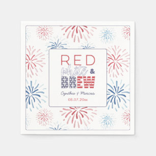 Fireworks Red White Brew Couples Wedding Shower Napkin