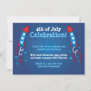 Fireworks Rocket 4th of July Invitation