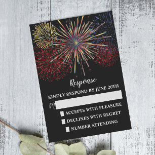Fireworks Sky Fourth of July Wedding Response/RSVP RSVP Card