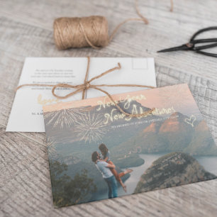 Fireworks & Sparklers   New Year Photo Engagement  Announcement Postcard