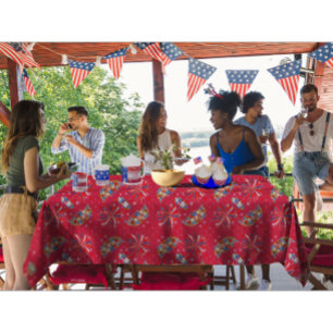Fireworks Sparks Independence Party Tablecloth