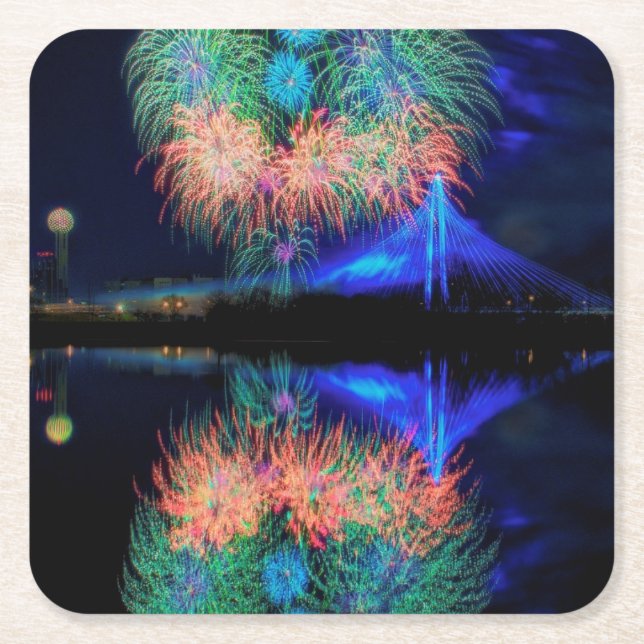 Fireworks Square Paper Coaster (Front)