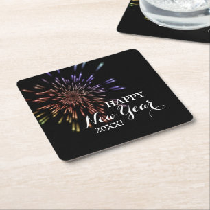 Fireworks Square Paper Coaster