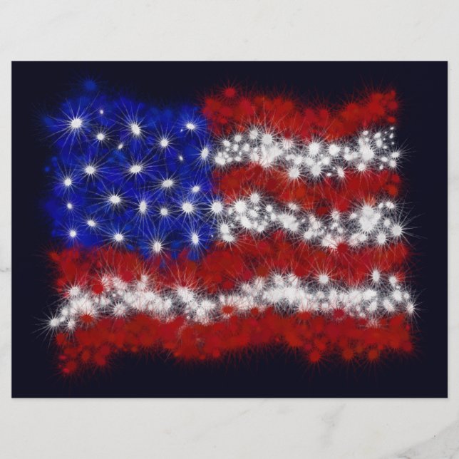 Fireworks Stars and Stripes American Flag Flyer (Front)