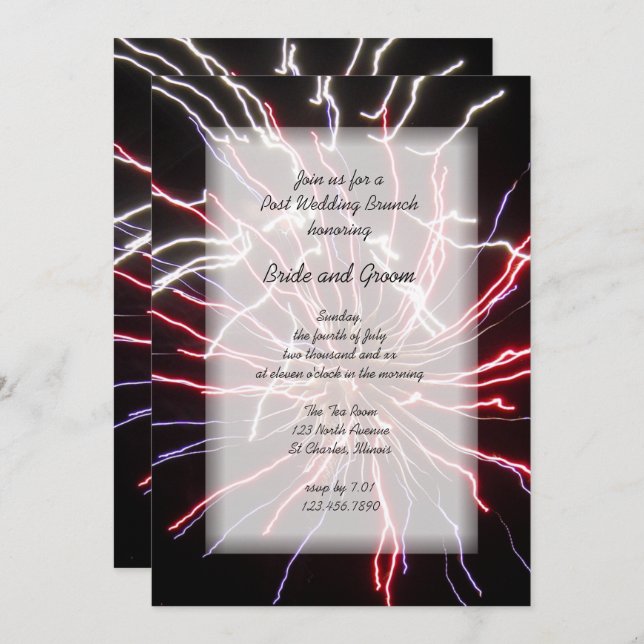 Fireworks Summer Post Wedding Brunch Invitation (Front/Back)